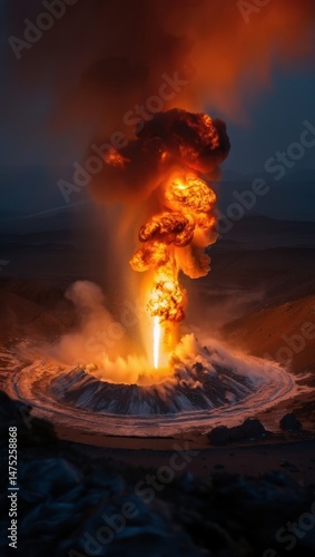 Wallpaper Mural Meteorite Impact on Earth – Epic Cinematic Visualization of Cosmic Collision Torontodigital.ca