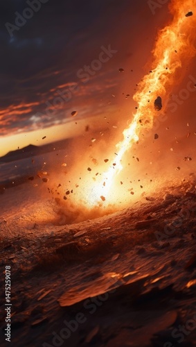 Wallpaper Mural Meteorite Impact on Earth – Epic Cinematic Visualization of Cosmic Collision Torontodigital.ca
