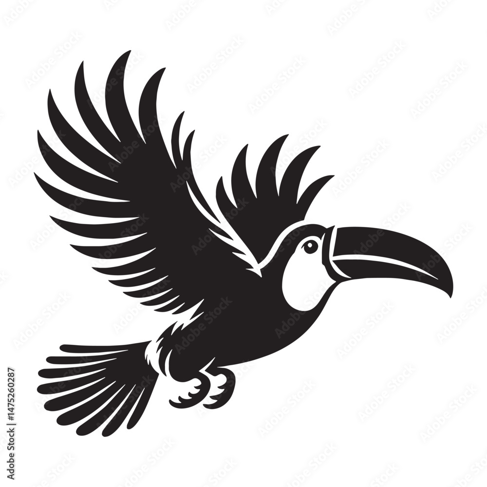 Fototapeta premium Vibrant Stance of a Toucan silhouette – Toucan illustration – Minimalist Toucan vector – Bird silhouette