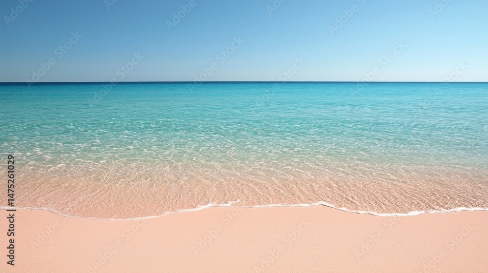 Obraz premium A stunning view of turquoise ocean meeting a pink beach