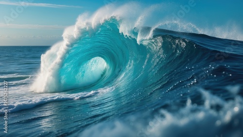 Fototapeta Naklejka Na Ścianę i Meble -  Wild and beautiful ocean wave breaking