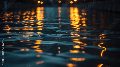 Tranquil water with reflections of warm sunset hues, highlighting peaceful natural beauty