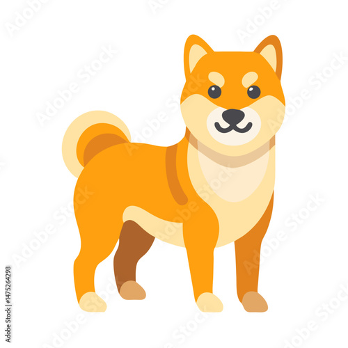 Shiba Inu dog vector illustration on black background
