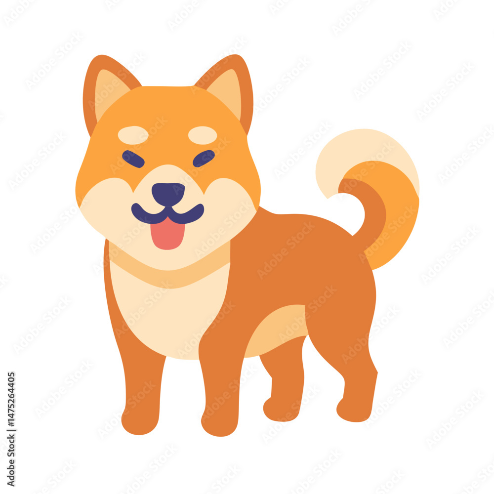 Obraz premium Adorable Shiba Inu Character Illustration on Black Background