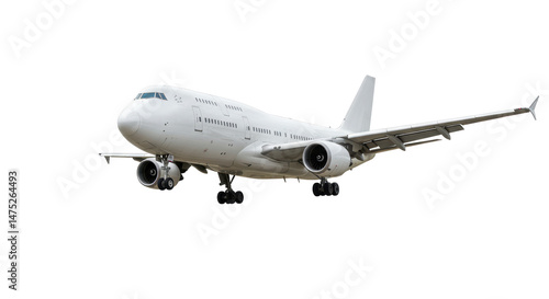 Isolated White Commercial Airplane