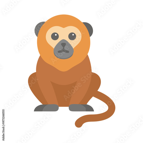 Photography Flat illustration of a monkey sitting on black background
