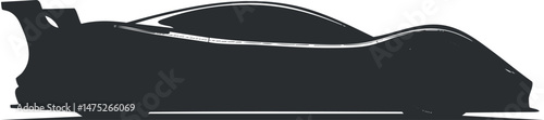 Silhouette of a high-speed racecar with aerodynamic design and sleek body shape