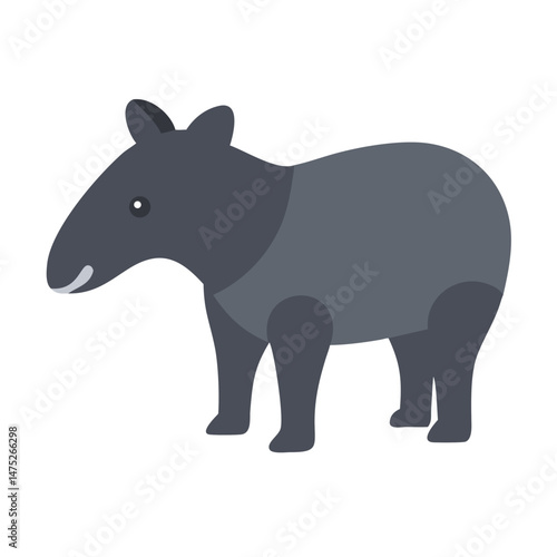 Flat graphic of a Malayan Tapir on black backdrop