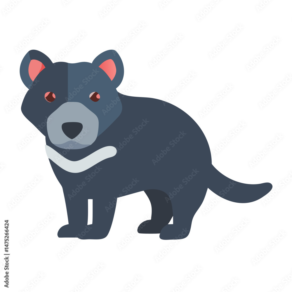 Fototapeta premium Cartoon Tasmanian devil on black background stock image