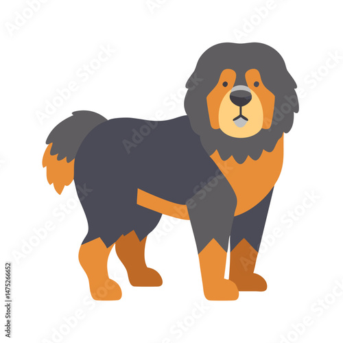 Tibetan Mastiff Dog Illustration on Black Background Image