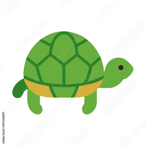 Simple Green Turtle Cartoon Illustration on a Black Background