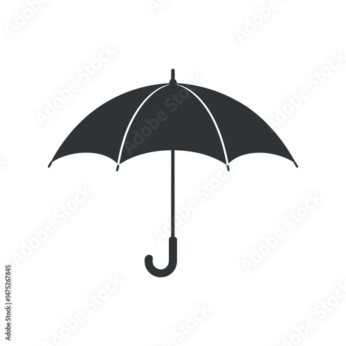 Simple Black Umbrella Icon Illustration for Weather Protection Design