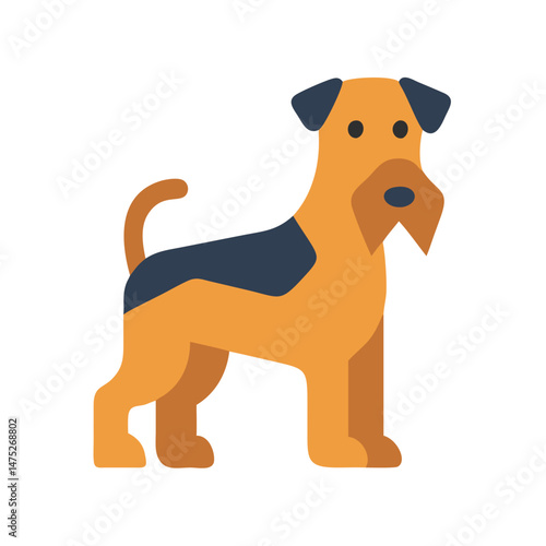 Simple flat vector illustration of Airedale Terrier dog