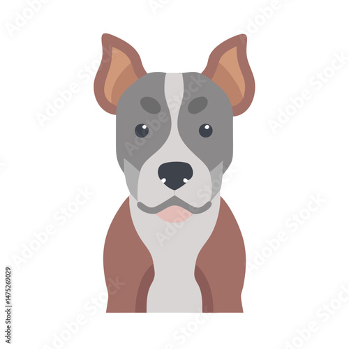 Minimalist style dog illustration portrait on black background