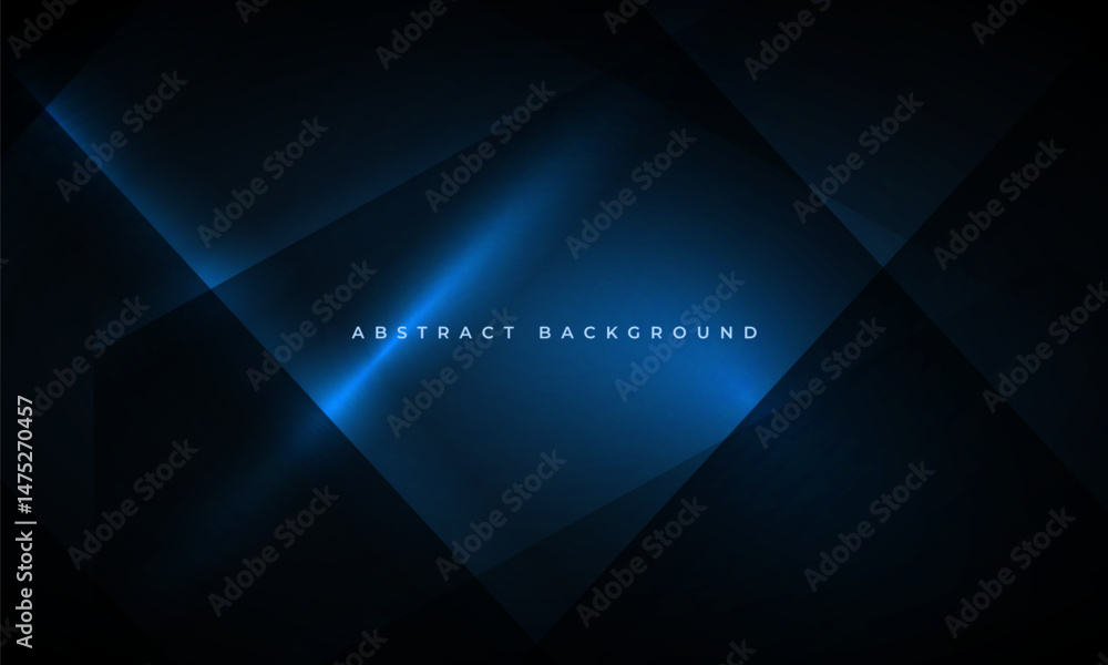 Obraz premium Dark abstract background with geometric dynamic glowing blue diagonal lines. Modern trendy backdrop for business, corporate, brochure, banner, cover or poster. Vector illustration