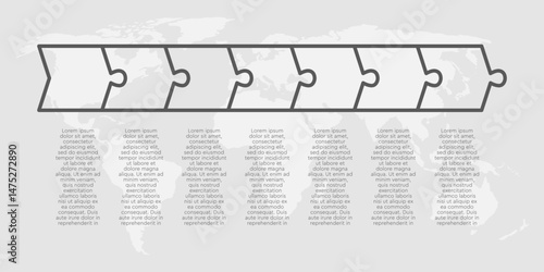 Seven steps line infographic puzzle option diagram