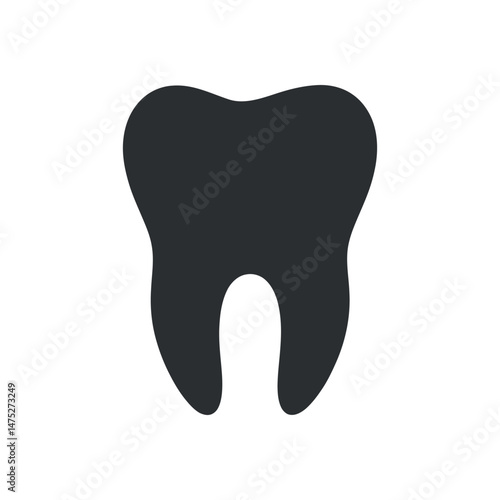 Simple Black Tooth Icon Isolated on White Background for Dental Healthcare