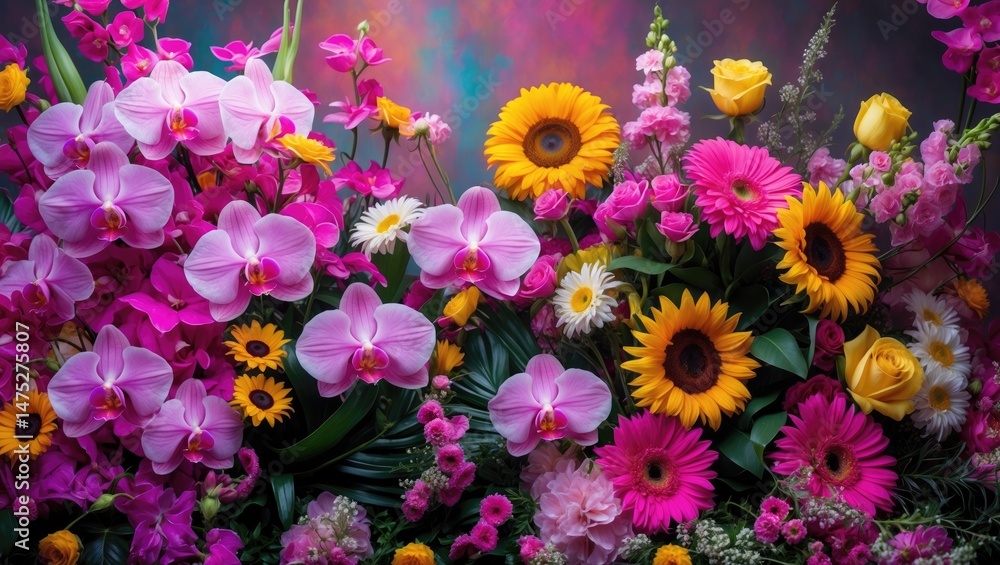 Beautiful garden scene with vibrant flowers and colorful background suitable for text insertion Beautiful garden scene with vibrant flowers and colorful background suitable for text insertion