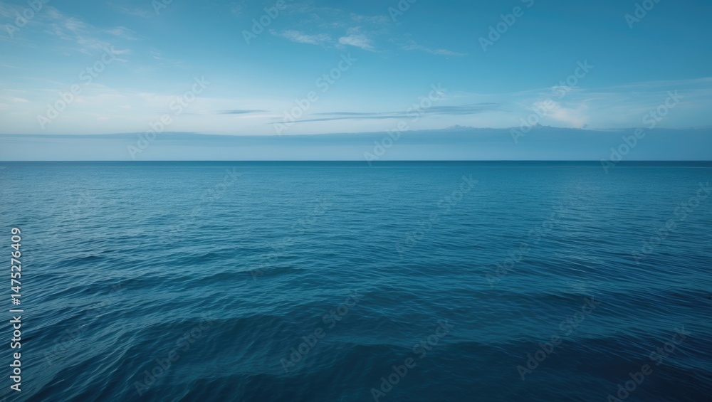Obraz premium Tropical ocean view with blue water, clouds, and shoreline for travel and holidays