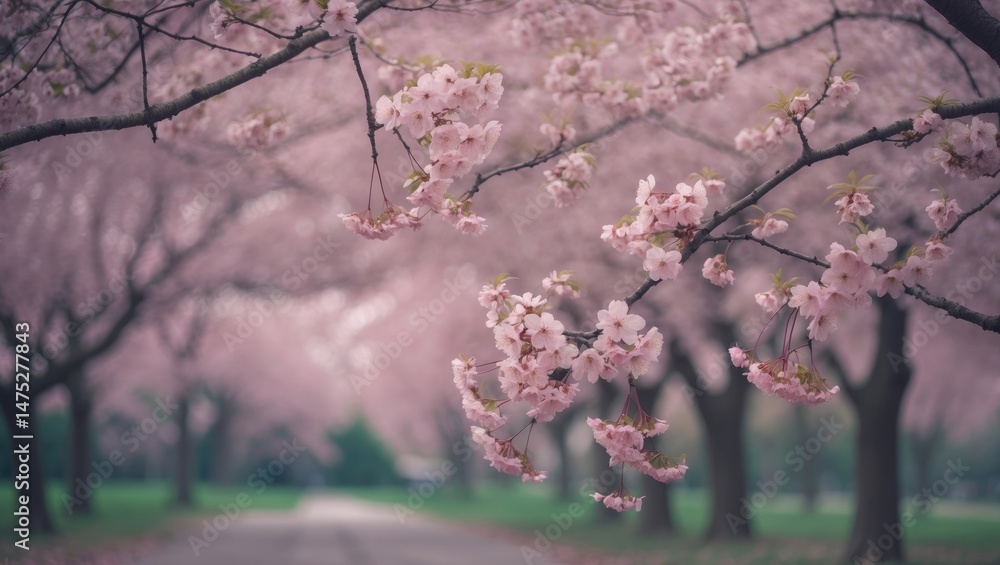 Fototapeta premium Beautiful cherry tree blooming in park