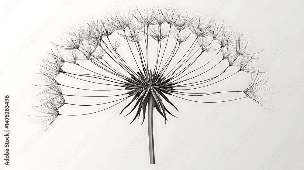 Obraz premium Dandelion seed head illustration