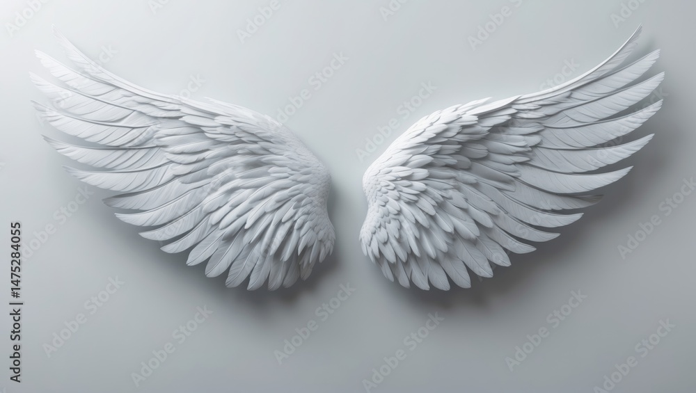 Fototapeta premium Pure white angel wing isolated on a white background