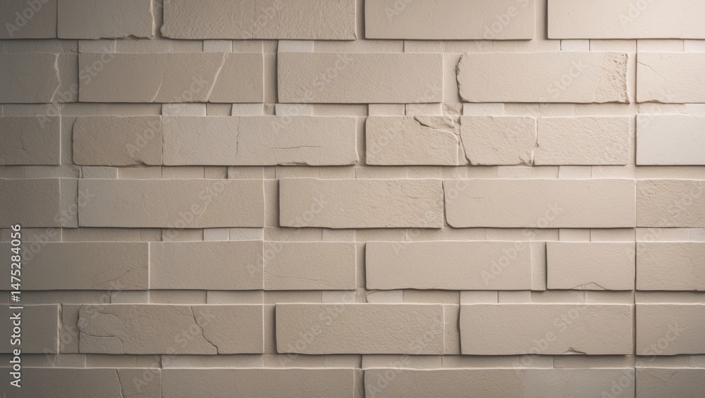 Fototapeta premium Detailed view of a light brick building wall with textured surface and abstract pattern