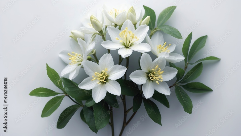 Fototapeta premium Jasmine blossoms separated on a plain backdrop