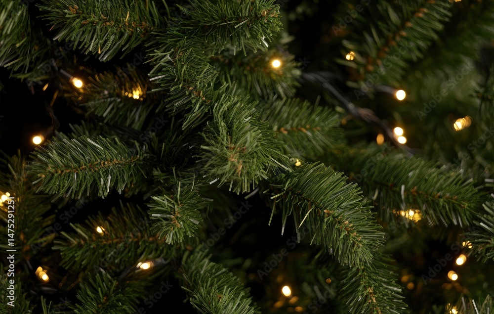 Luminous Christmas Tree: Warm Lights Adorn Lush Green Branches Luminous Christmas Tree: Warm Lights Adorn Lush Green Branches