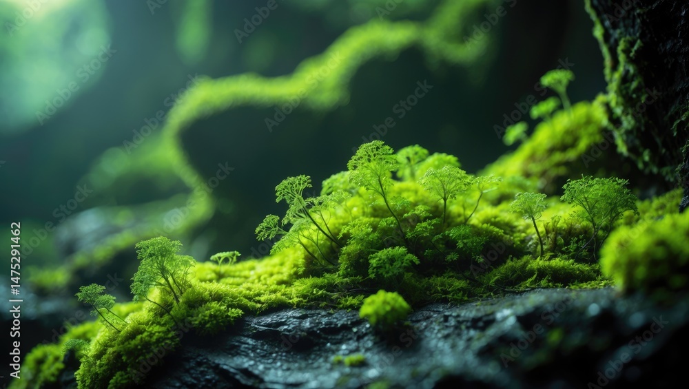 Green moss spreads across the floor Green moss spreads across the floor