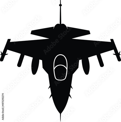 Fighter Jet Silhouette Vector Design.