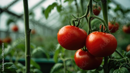 Wallpaper Mural Fresh red tomatoes growing naturally in a greenhouse environment Torontodigital.ca
