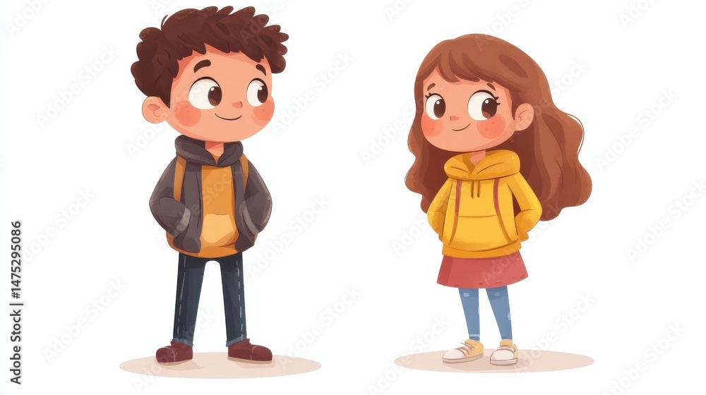 Fototapeta premium Set of boy and girl character illustration illustration , no logos, no brands