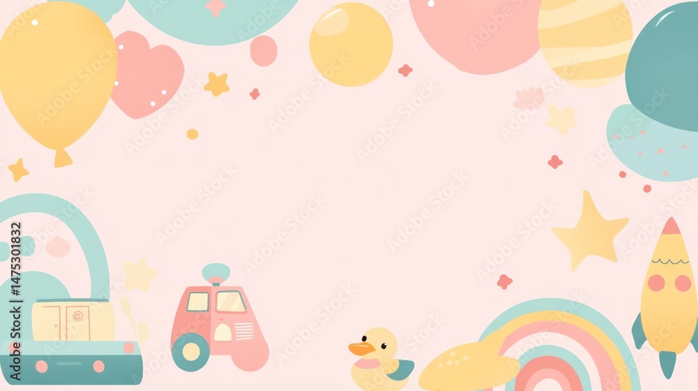 Pastel Children's Toys Illustration Pastel Children's Toys Illustration