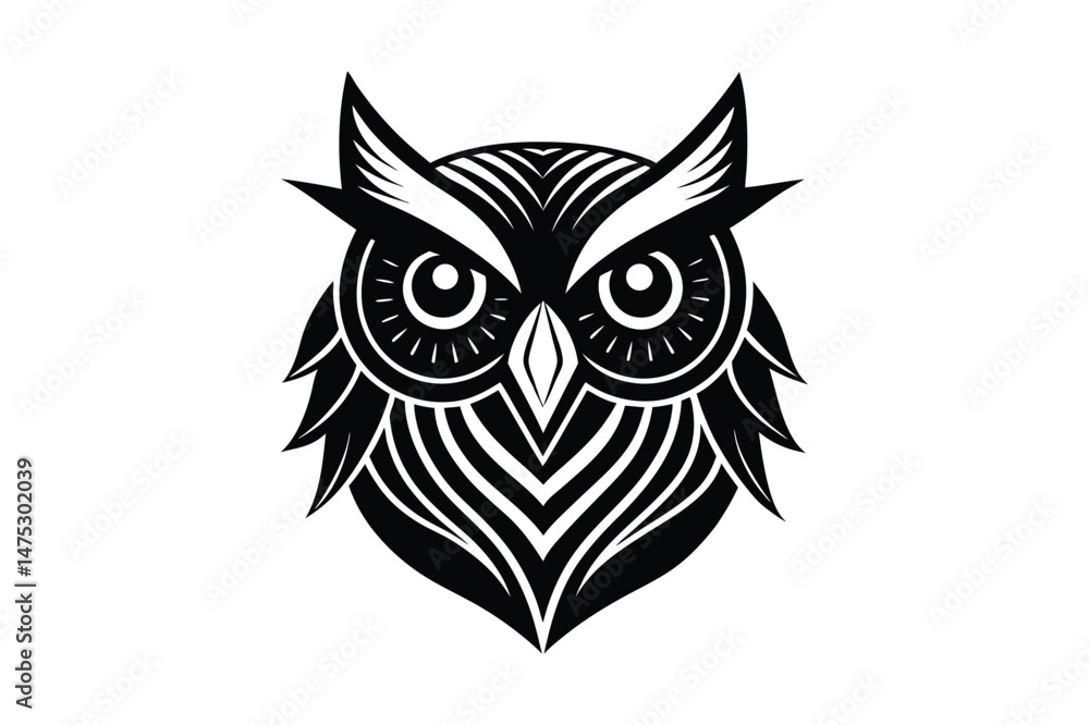 Fototapeta premium Owl head logo, silhouette Vector bundle illustration
