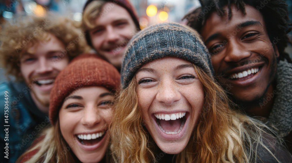 Young multiracial people posing together in a group photo, expressing happiness and unity Young multiracial people posing together in a group photo, expressing happiness and unity