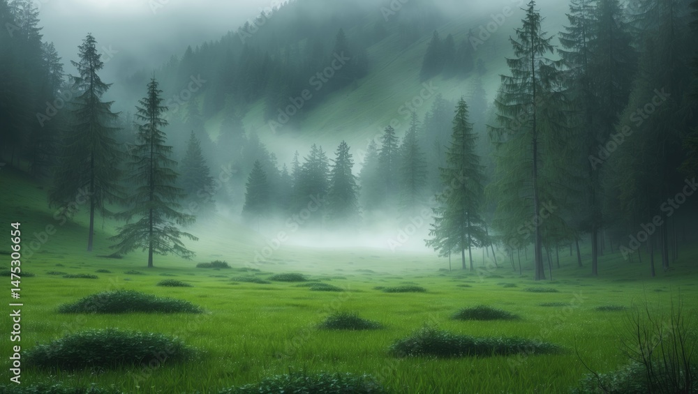Fototapeta premium Majestic mountain landscape with lush pine trees