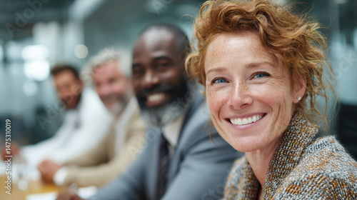 A business team made up of individuals from diverse ethnic backgrounds, collaborating in a meeting to discuss strategic goals.