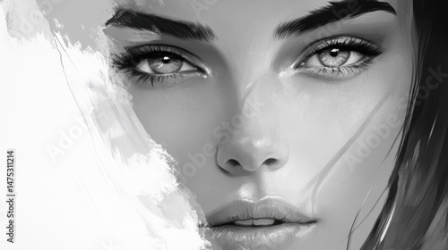 Black and white portrait. Surreal. Generative AI