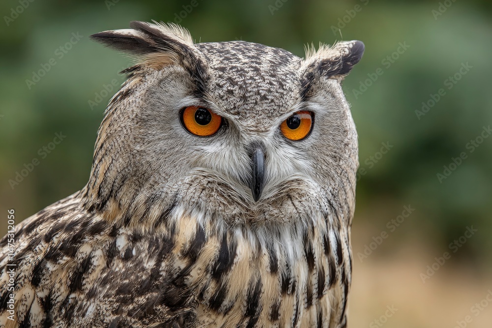 Majestic Eurasian Eagle Owl Portrait: A Serene Wildlife Close-up Majestic Eurasian Eagle Owl Portrait: A Serene Wildlife Close-up