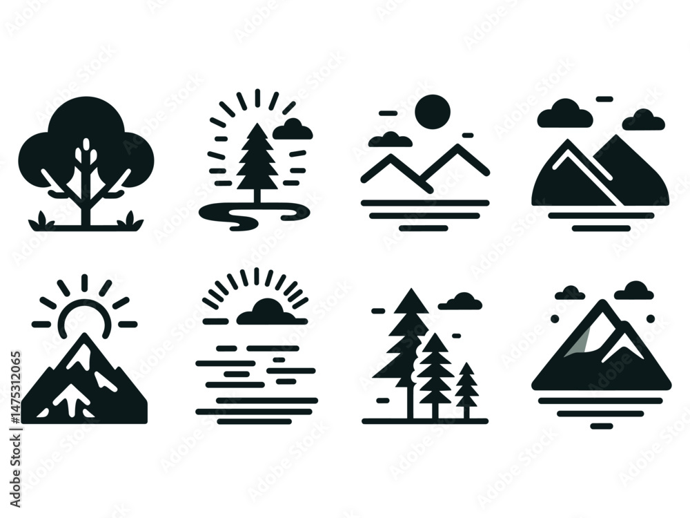 Fototapeta premium Nature Vector Icon Pack