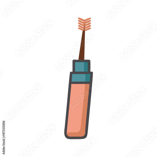 Isolated cartoon illustration of eyebrow mascara against black background
