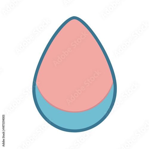 Abstract teardrop shape with pink and blue color palette