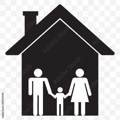 Set of family home vector icon illustration. family at home icon on Transparent Background. EPS 10.