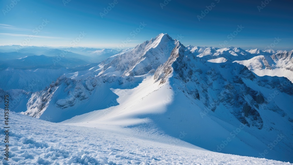 Obraz premium Snowy Mountain Peaks in Winter: A Fantastic Spot for Winter Sports