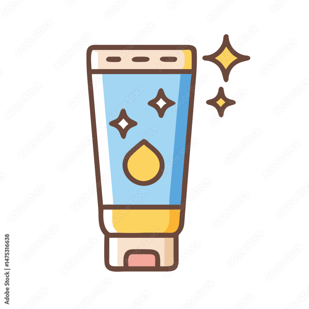 Obraz premium Illustration of facial cream tube with sparkles on black