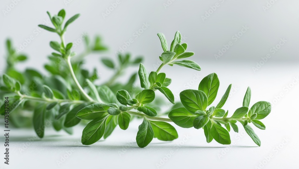 Close-up of newly harvested oregano isolated on a plain white background Close-up of newly harvested oregano isolated on a plain white background