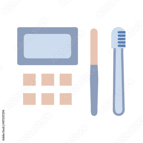 Minimalist nail care kit illustration on solid background
