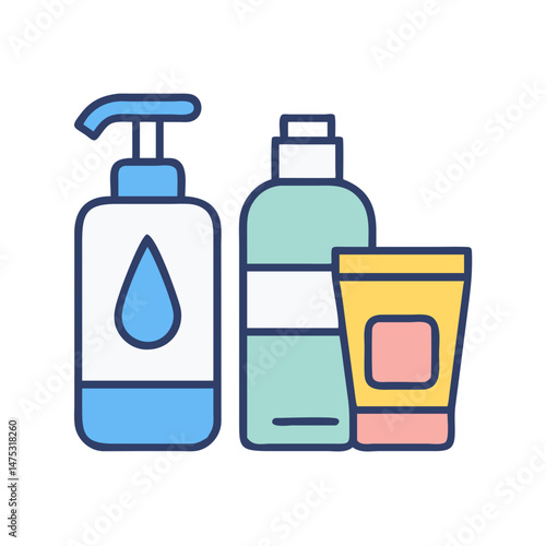 Cosmetic bottles illustration for skincare or beauty product branding