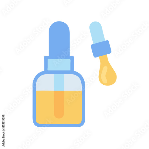 Essential oil dropper bottle illustration on a black background